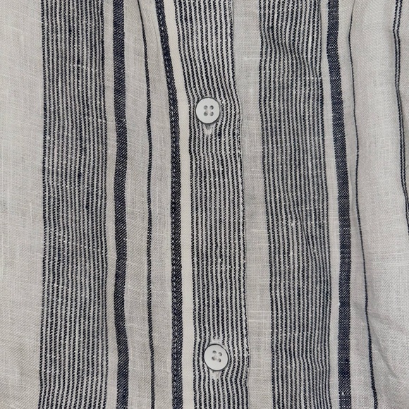Athleta Women’s Linen Striped Button Down Sz L - Picture 5 of 9